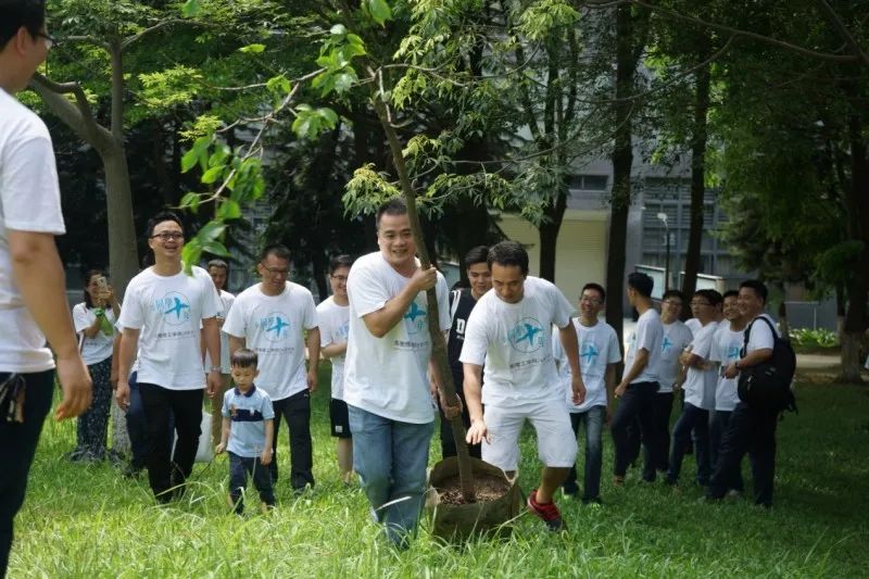 校友们合力栽种树木 校友们合力栽种树木